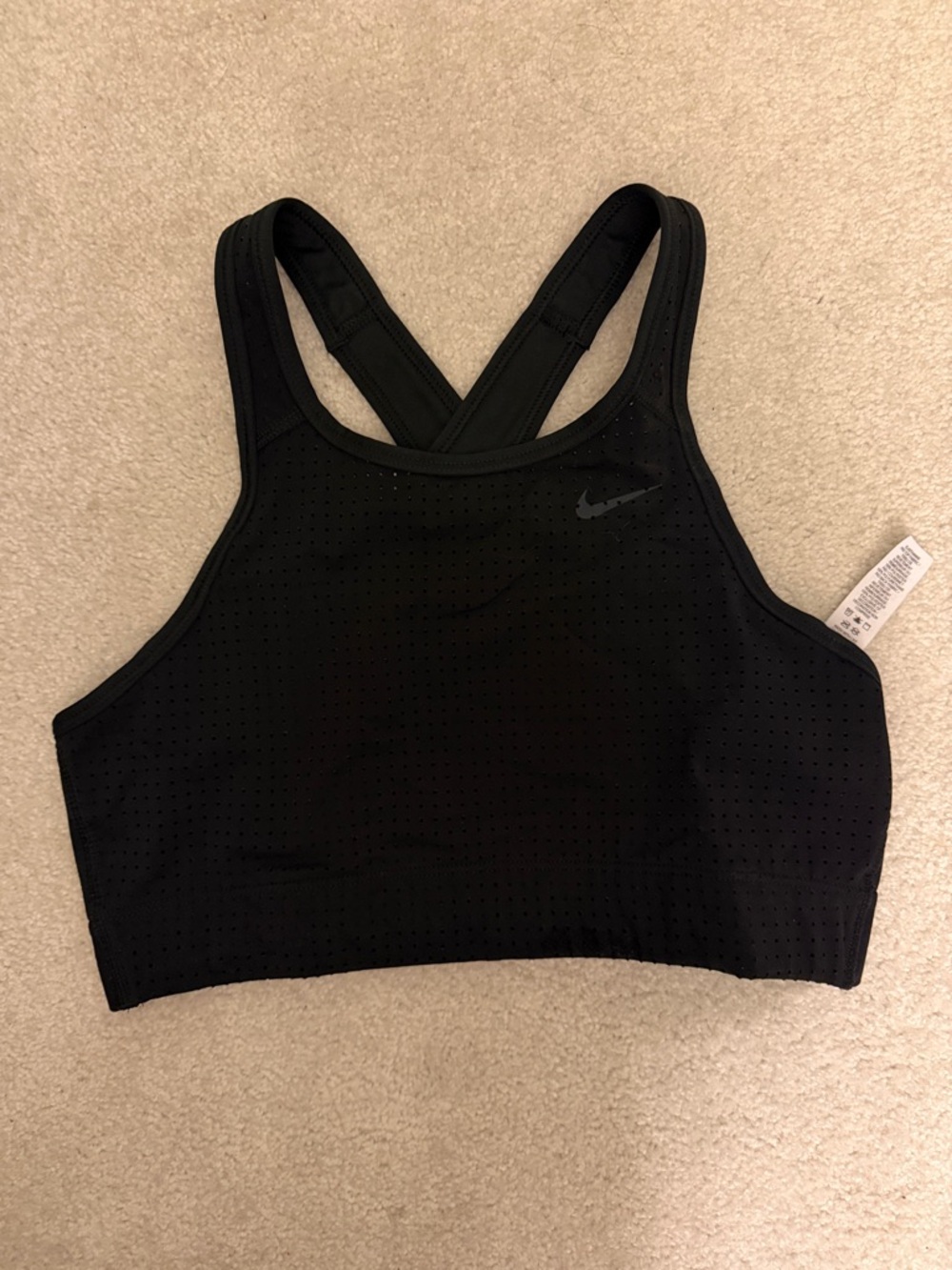 Nike Black Perforated High-Neck Sports Bra with Crossback